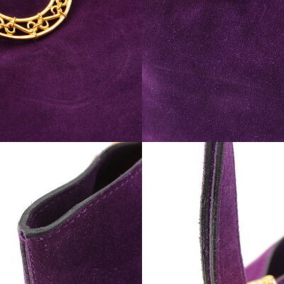 Celine Circle Logo Plate Suede Shoulder Bag Purple - Picture 8 of 10